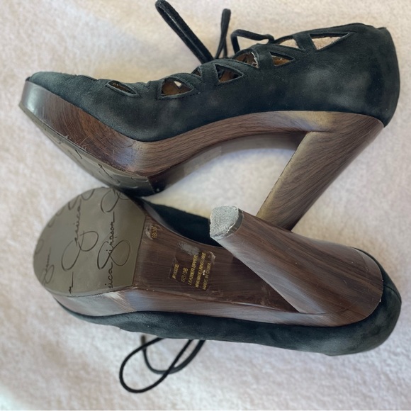 🔵 Jessica Simpson lace-up black suede heels - Picture 7 of 10